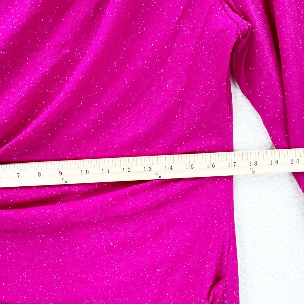 Candalite pink sparkley long sleeve side ruched dress Size L New with tag